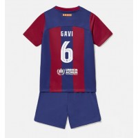 Echipament fotbal Barcelona Paez Gavi #6 Tricou Acasa 2023-24 pentru copii maneca scurta (+ Pantaloni scurti)